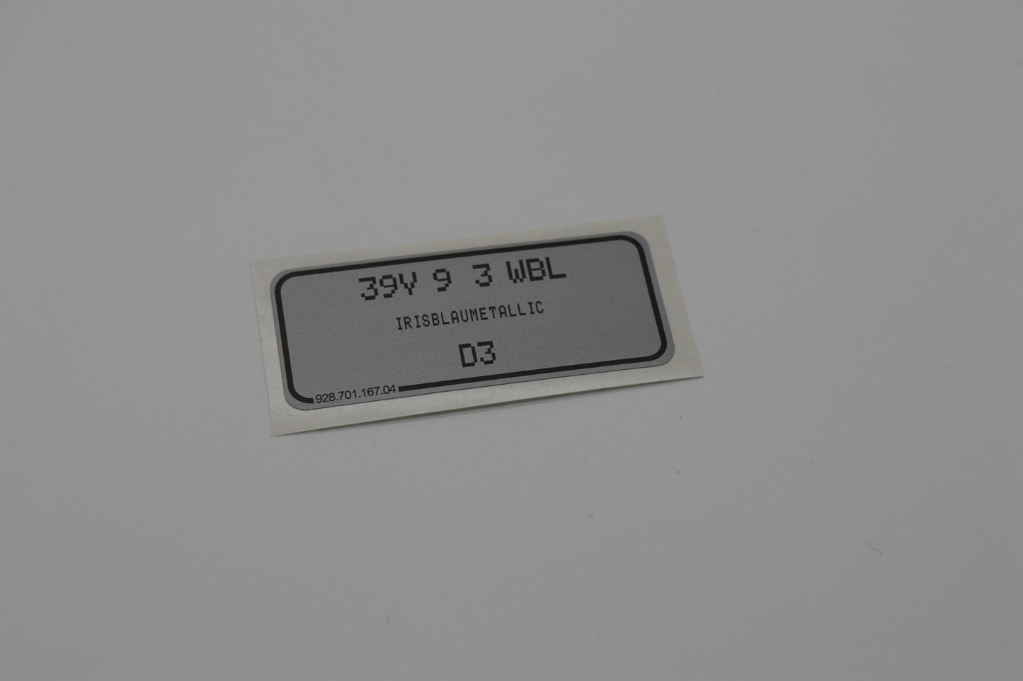 Sticker Iris Blue Metallic - Porsche color code 39V