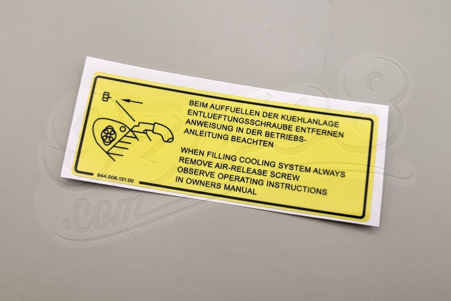 Aufkleber Kühlanlage für Porsche 924 und 944 94400612100