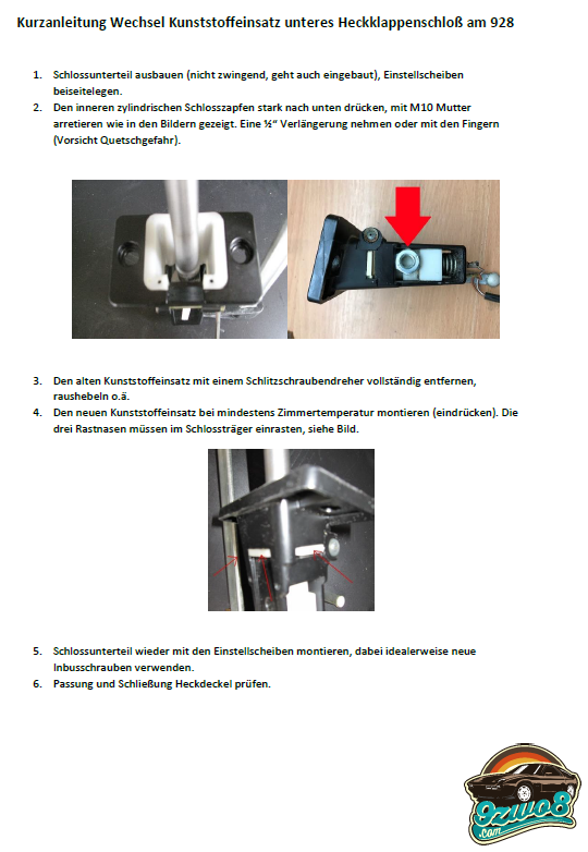 Insert tailgate lock Porsche 928