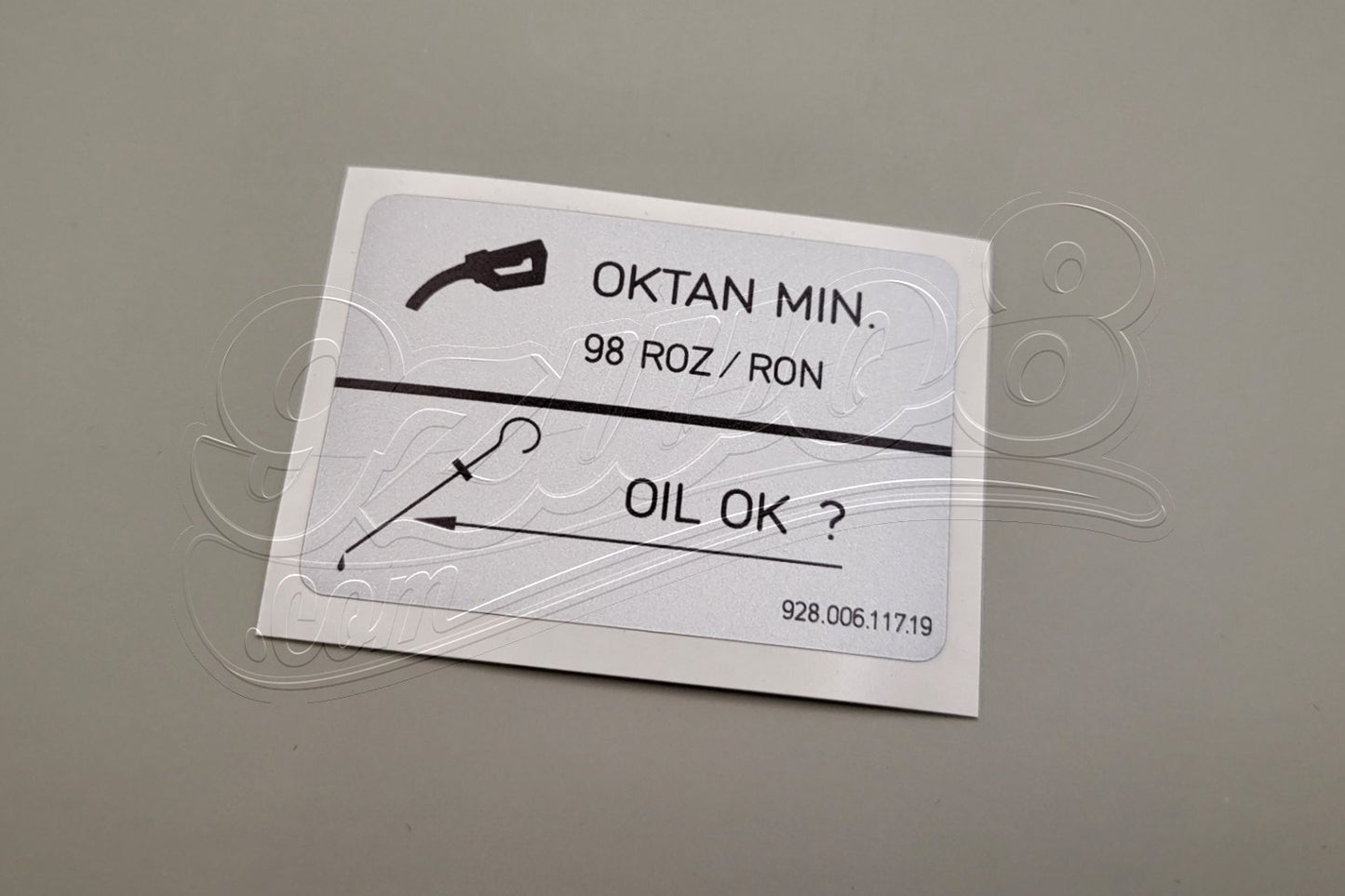 Aufkleber 98 Oktan für Porsche - 92800611719