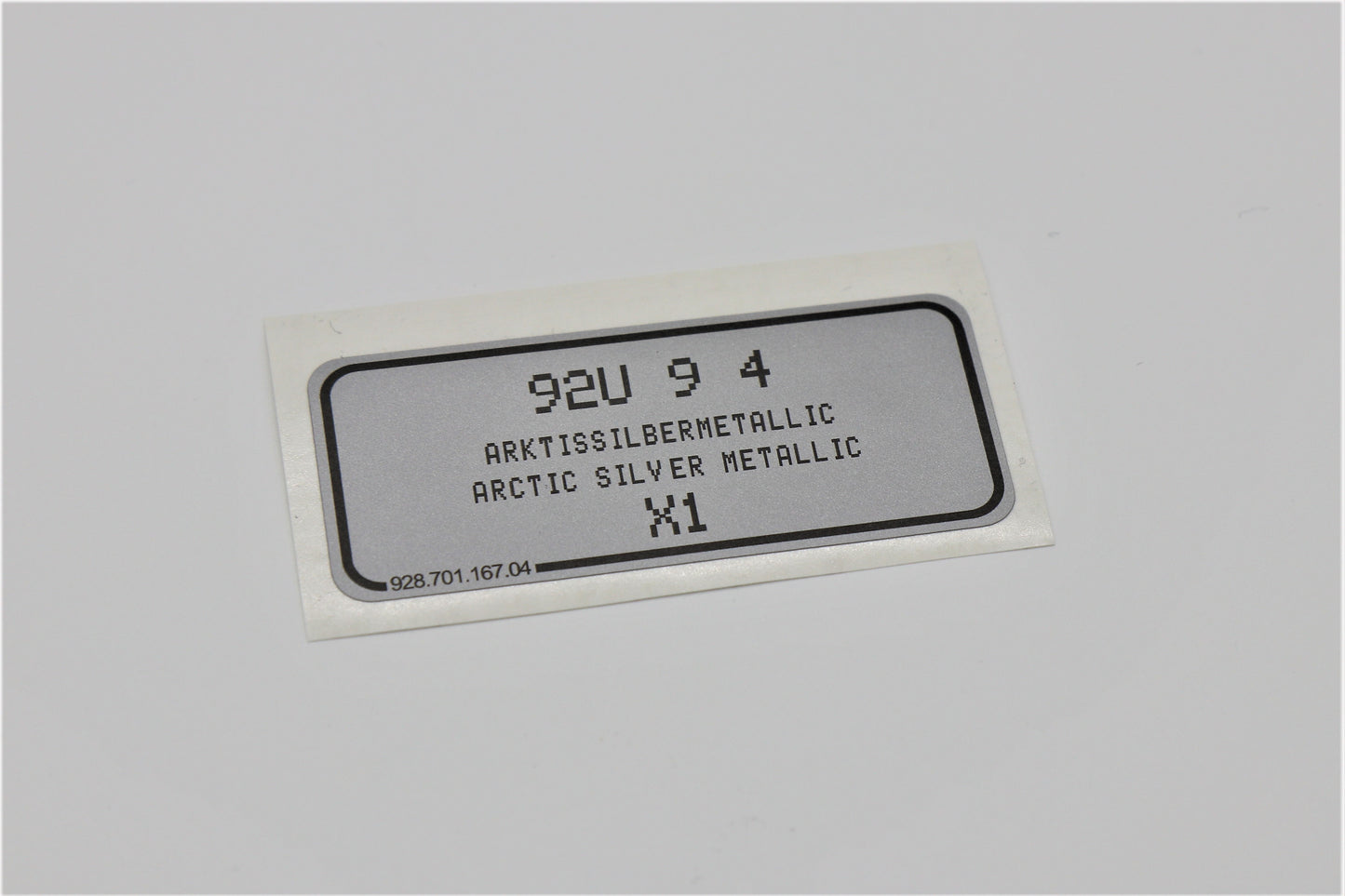 Aufkleber Arktissilbermetallic - Porsche Farbcode 92U