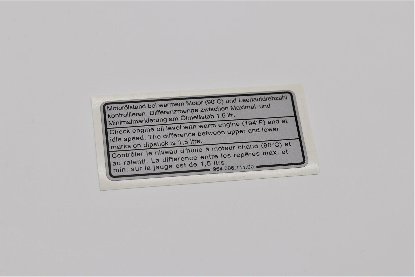 Sticker engine oil level Porsche 964 993 - 96400611100