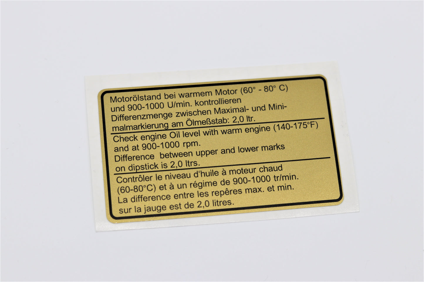 Sticker engine oil level Porsche 911 from 1973 - 91100650400