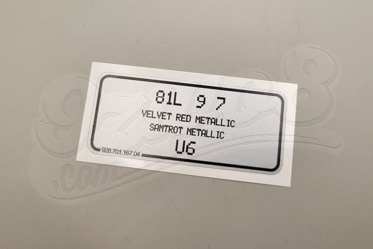 Autocollant rouge velours métallisé - code couleur Porsche 81L