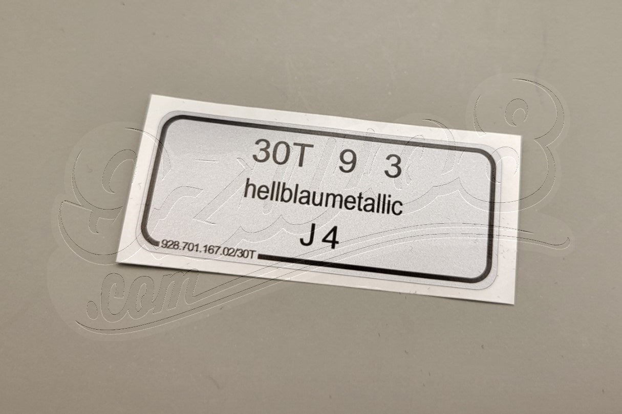 Aufkleber Hellblaumetallic J4 - Porsche Farbcode 30T