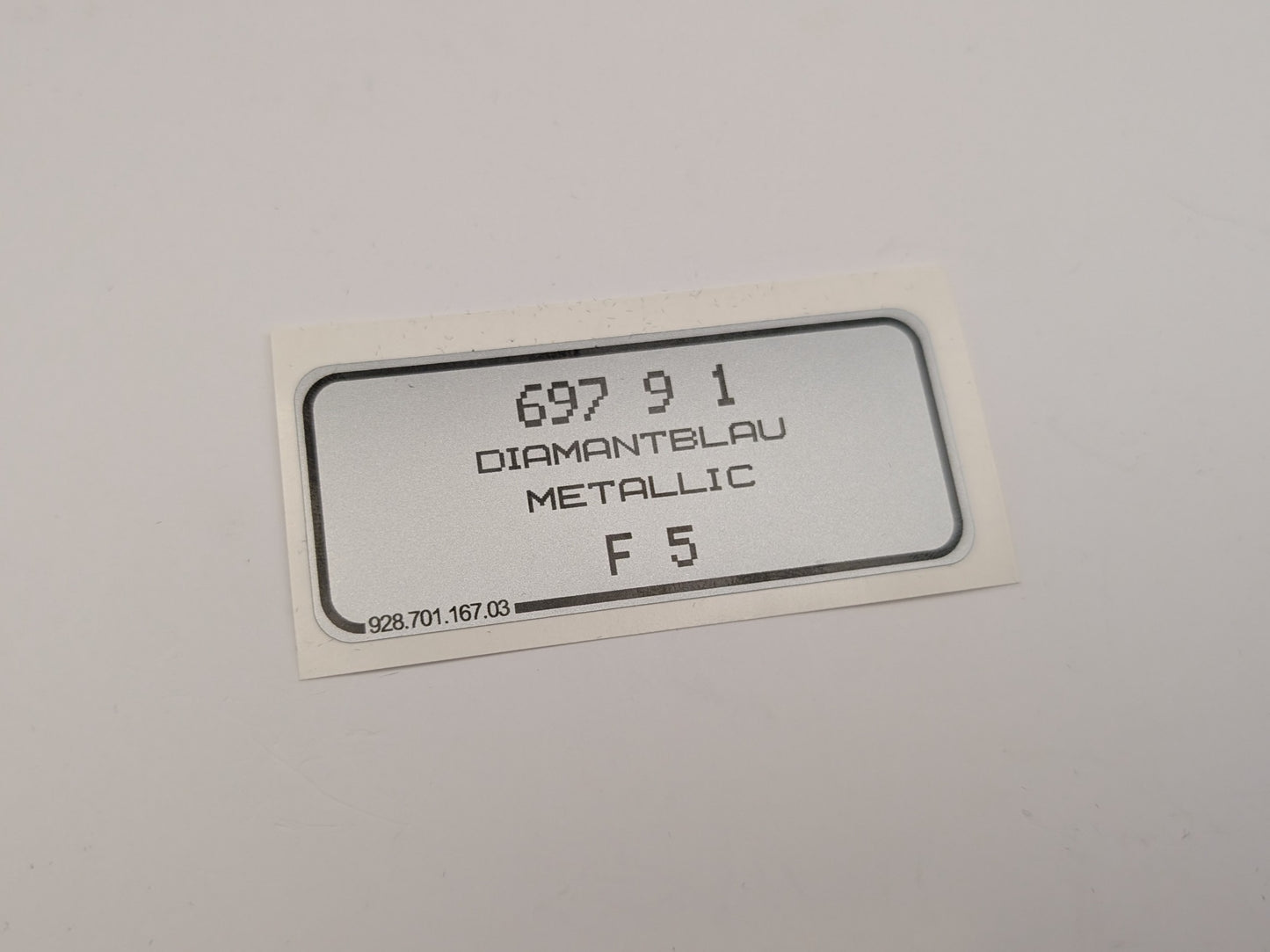 Aufkleber Diamantblau Metallic - Porsche Farbcode 697