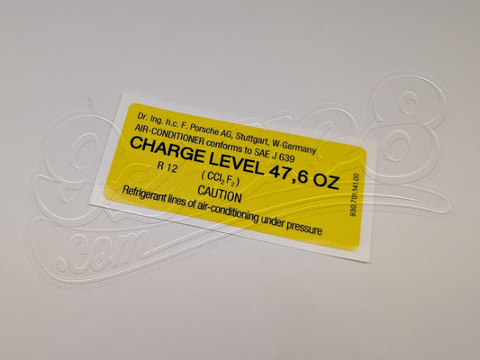 Aufkleber Charge Level 47.6oz für Porsche 930 911 Turbo 93070114100