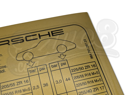 Aufkleber Reifendruck Porsche 964 96470128723