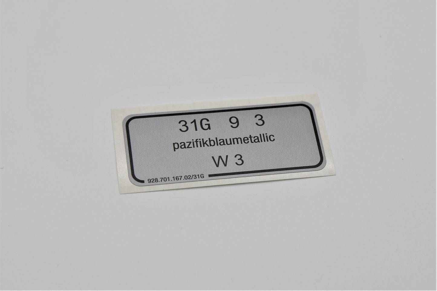 Aufkleber Pazifikblaumetallic - Porsche Farbcode 31G