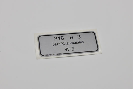 Aufkleber Pazifikblaumetallic - Porsche Farbcode 31G